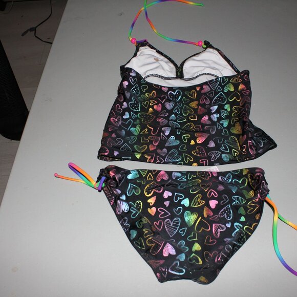 Multi Color 2 Pcs Justice Tankini Swimsuit Size 10 1/2 - Picture 5 of 12